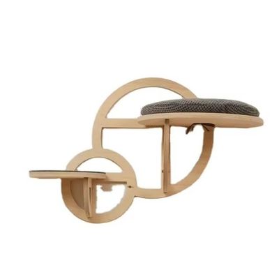 Arredamento per gatti moderni Parete di arrampicata per gatti in legno con scalinata e serigrafia