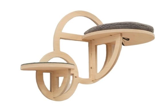 Arredamento per gatti moderni Parete di arrampicata per gatti in legno con scalinata e serigrafia