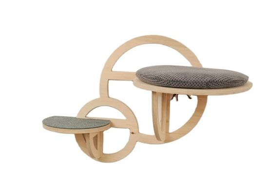 Arredamento per gatti moderni Parete di arrampicata per gatti in legno con scalinata e serigrafia