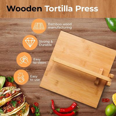 10 pollici di legno Tortilla Press Maker Disegni personalizzati per la casa e servizi di ristorazione