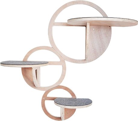 Mensole per gatti montate a muro in legno Set di 3 case per gatti sostenibili in compensato di pino