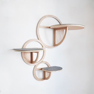 Mensole per gatti montate a muro in legno Set di 3 case per gatti sostenibili in compensato di pino