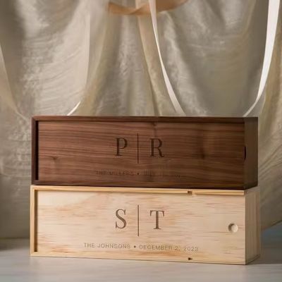 Squisita scatola di vino di legno di noce Scatola di legno per regalo di nozze Scatola di vino di pino Champagne