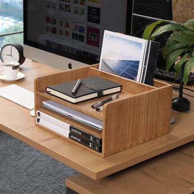 Organizzatore di cartelle di archivio per desktop in legno per ufficio