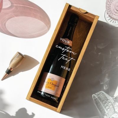Scatola di vino di legno rettangolare incisa Scatola di bottiglia personalizzata Idea regalo di compleanno unica