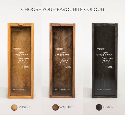 Scatola di vino di legno rettangolare incisa Scatola di bottiglia personalizzata Idea regalo di compleanno unica