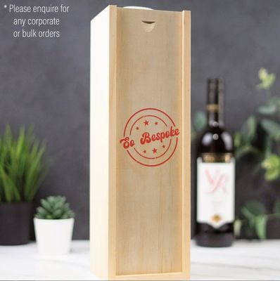 Scatola di vino in legno fatta a mano con incisione laser personalizzata e coperchio scorrevole personalizzato