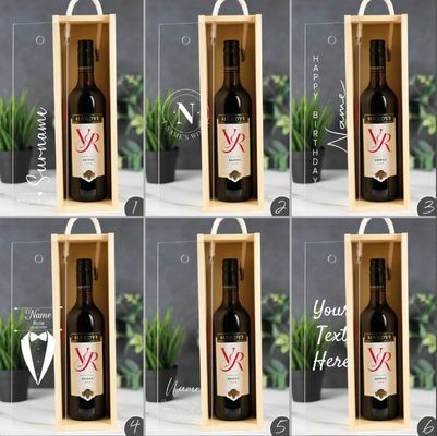 Scatola di vino in legno fatta a mano con incisione laser personalizzata e coperchio scorrevole personalizzato
