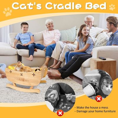 Letto elevato per gatti in legno con tappeto morbido rimovibile Letto a dondolo Letto elevato per allenamento per cani