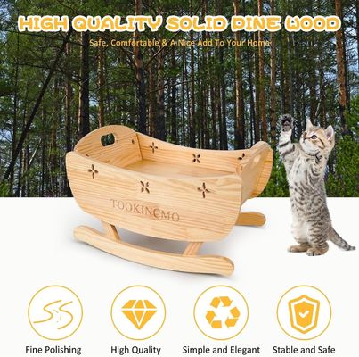 Letto elevato per gatti in legno con tappeto morbido rimovibile Letto a dondolo Letto elevato per allenamento per cani