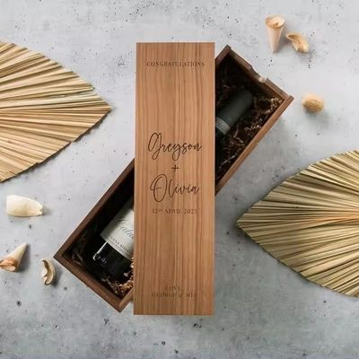 Scatola di champagne per fidanzamento e matrimonio stampata in vetro di seta 35x11x11cm