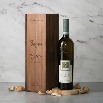 Scatola di champagne per fidanzamento e matrimonio stampata in vetro di seta 35x11x11cm