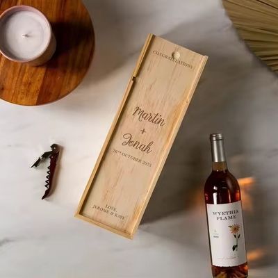 Scatola di champagne per fidanzamento e matrimonio stampata in vetro di seta 35x11x11cm