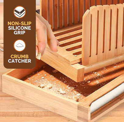 Tagliatrice di pane di legno per uso domestico con coltello 3 opzioni di spessore Strumento pieghevole per tagliare il bambù