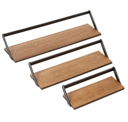 Decorazione per la casa con logo personalizzato Set di 3 mensole da parete in legno nero/naturale Mensole espositive appese