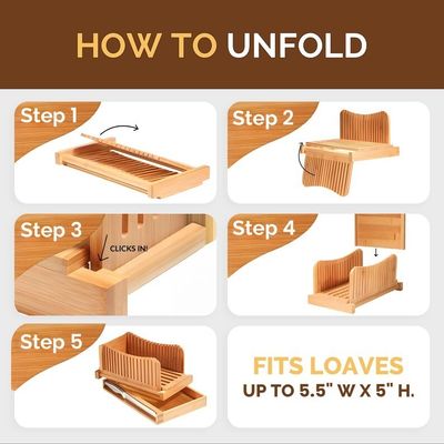 Tagliatrice di pane di legno per uso domestico con coltello 3 opzioni di spessore Strumento pieghevole per tagliare il bambù
