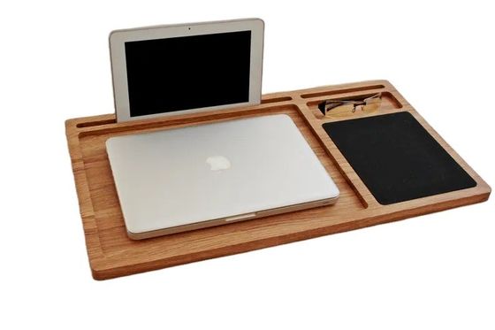 Scaffale portatile per computer in legno Stand di quercia non pieghevole con mouse pad e postazione di lavoro