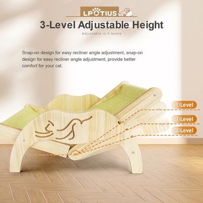 202407 Sedile per gatti confortevole interno Sedile da gatto in legno regolabile con stampa laser