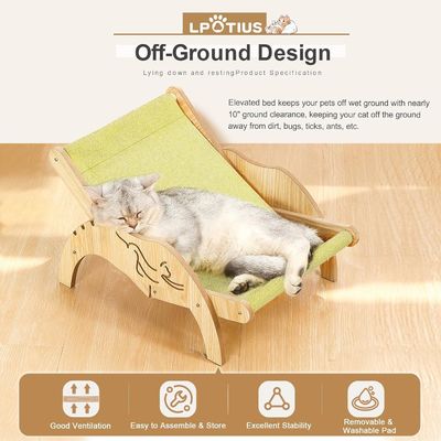 202407 Sedile per gatti confortevole interno Sedile da gatto in legno regolabile con stampa laser