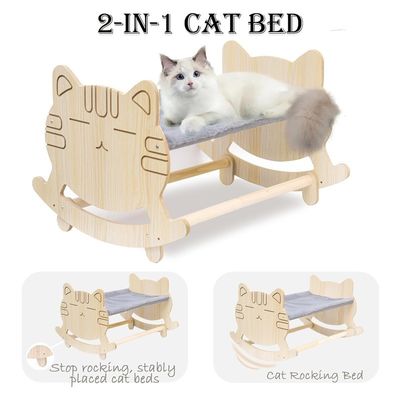 Amaca per gatti con due coperture rimovibili e telaio in legno rialzato Logo personalizzato accettabile