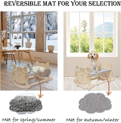 Amaca per gatti con due coperture rimovibili e telaio in legno rialzato Logo personalizzato accettabile