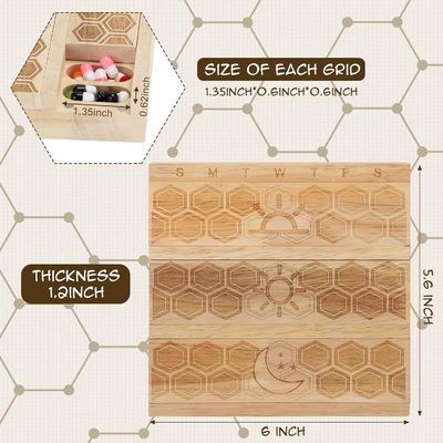 Compatto Legno Organizzatore settimanale di pillole Portatore Dispensatore giornaliero di pillole Sortatore di pillole Contenitori