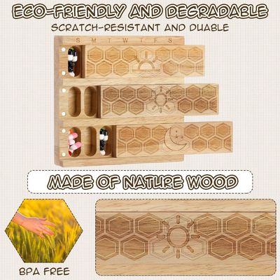 Compatto Legno Organizzatore settimanale di pillole Portatore Dispensatore giornaliero di pillole Sortatore di pillole Contenitori