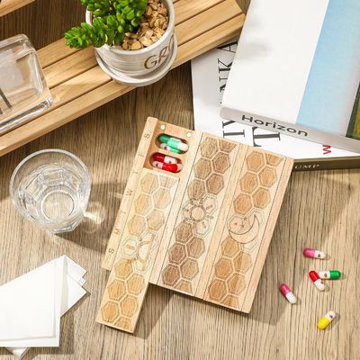 Compatto Legno Organizzatore settimanale di pillole Portatore Dispensatore giornaliero di pillole Sortatore di pillole Contenitori