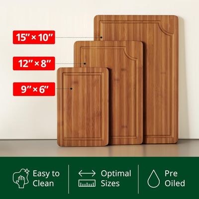 Extra Large 3 Pcs Craft Wood Cutting Boards for Kitchen Meal Prep Square 16 x 1,8 x 12 pollici