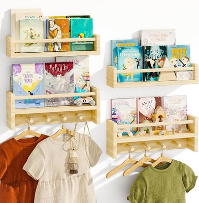 Acconciature in legno Mensola di libri in legno naturale Mensole per il deposito di decorazioni per bambini