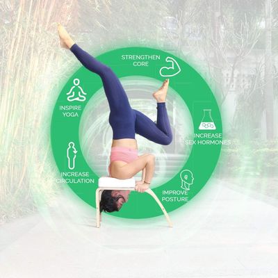 Balance Training Yoga Bench Inversione Stile rustico con materiale in legno e testa