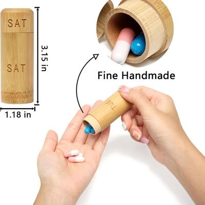 Cassa per pillole di design ecologico per vitamine Pillole e integratori in scatola di bambù