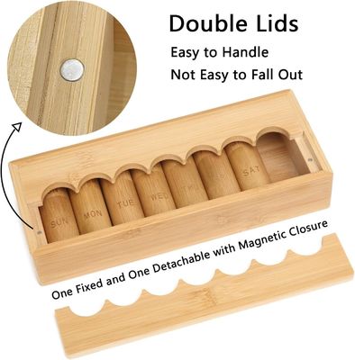 Cassa per pillole di design ecologico per vitamine Pillole e integratori in scatola di bambù