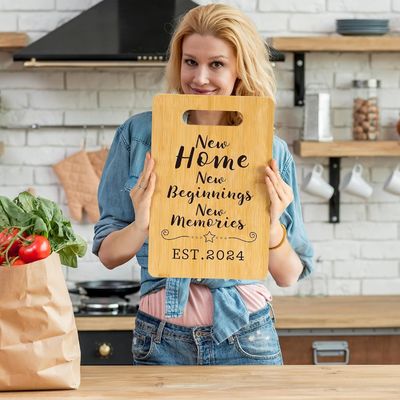 Tavola di taglio personalizzata in bambù con manico e funzione di conservazione dell'olio sostenibile