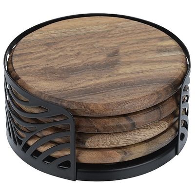 Sostenibile 4 pezzi di legno di acacia set di sottopiastre personalizzati per tazze di tè Assorbente acqua