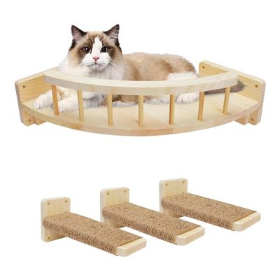 Colore macchiato ripiani per gatti e cullati Disegno in legno sostenibile ripiani per gatti