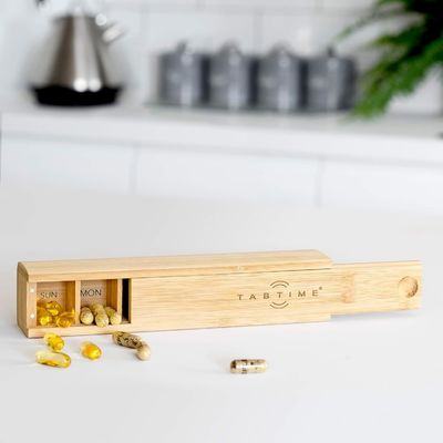 OEM/ODM Acceptabile Organizzatore di compresse in legno personalizzato da 7 giorni per vitamine e integratori