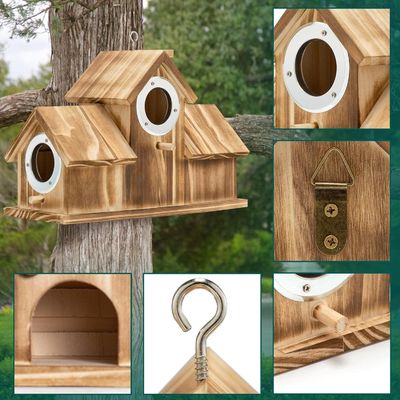 Logo personalizzato Logo accettabile Birdhouse in legno naturale per giardino cortile cortile