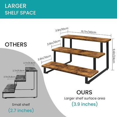 All-Season Legno 3 Step Display Riser Stand Bambù Straight Display Rack per il commercio al dettaglio