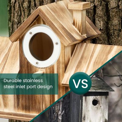 Logo personalizzato Logo accettabile Birdhouse in legno naturale per giardino cortile cortile