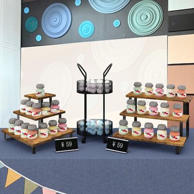 All-Season Legno 3 Step Display Riser Stand Bambù Straight Display Rack per il commercio al dettaglio