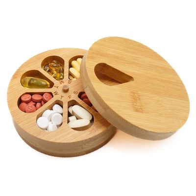 202405 Legno Organizzatore di pillole per il viaggio giornaliero-settimanare e portapillole Vitamina Medicina Case Box