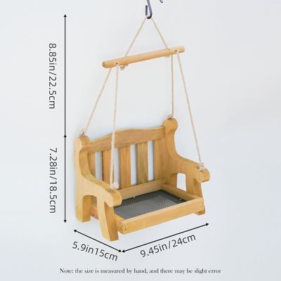 Sedie d'altalena ambientali mangiauccelli per uccelli per appesi esterni Set di 2 panchine in legno a forma di panchina