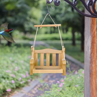 Sedie d'altalena ambientali mangiauccelli per uccelli per appesi esterni Set di 2 panchine in legno a forma di panchina
