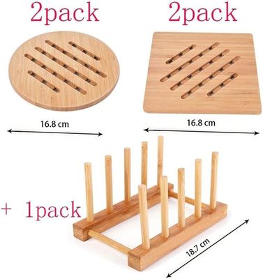 Classico stile di design Bambù caldaia Trivet naturale Bambù Trivet Mat Set per piatti caldi