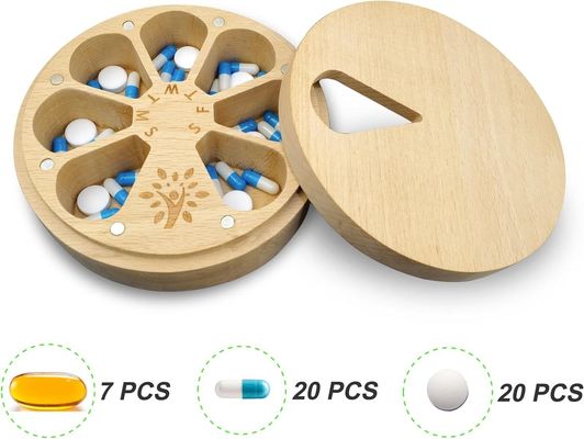 Portapillola personalizzabile per 7 giorni Organizzatore di pillole settimanali in legno per medicine e vitamine