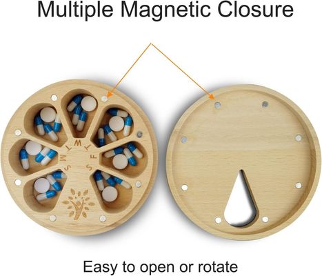 Portapillola personalizzabile per 7 giorni Organizzatore di pillole settimanali in legno per medicine e vitamine