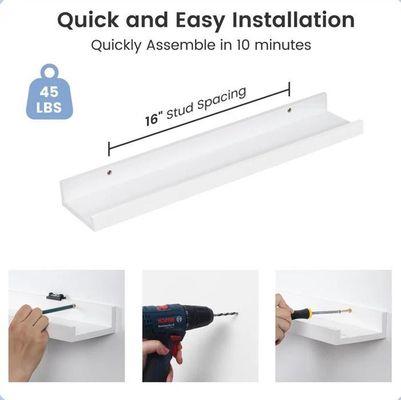 Arredamento del soggiorno 2 pezzi ripiani galleggianti in legno massello per schermo da parete minimalista