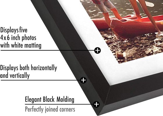 8X24 4X6 Cornice fotografica in legno nero con vetro resistente alle fratture Logo personalizzato