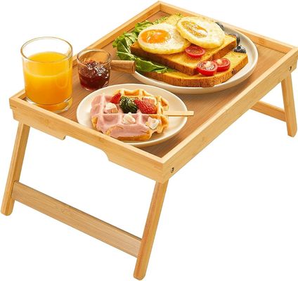 Colazione Servire Bambù Letto Tavolo Moderno Disegno 16,92 x 12,6 pollici con gambe pieghevoli